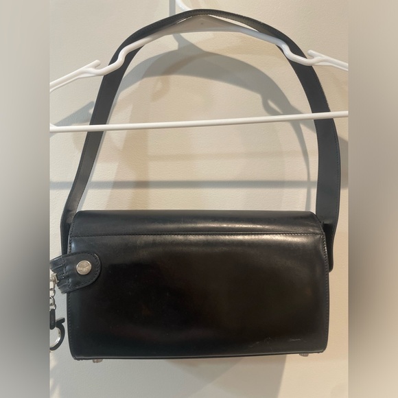 Ferragamo Vintage Y2K Rectangular Black Leather Trim Shoulder Bag - Picture 4 of 14